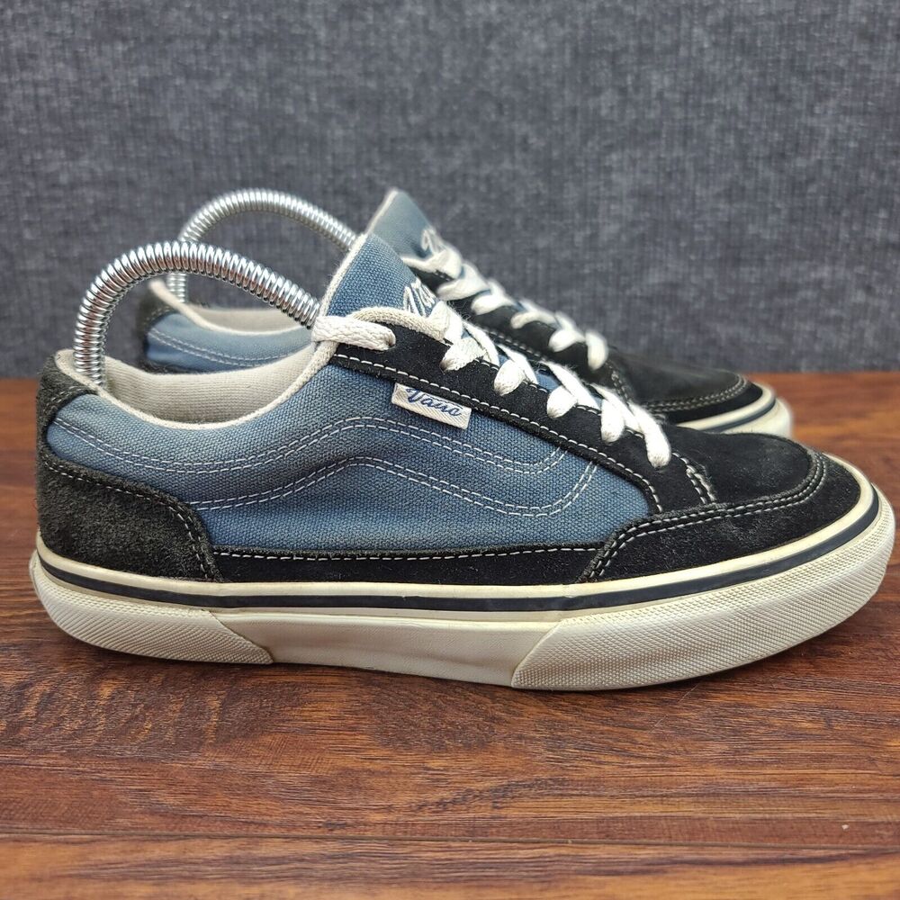 Vans Old Skool Sneakers Womens 8.5 Black Blue Suede Canvas Casual